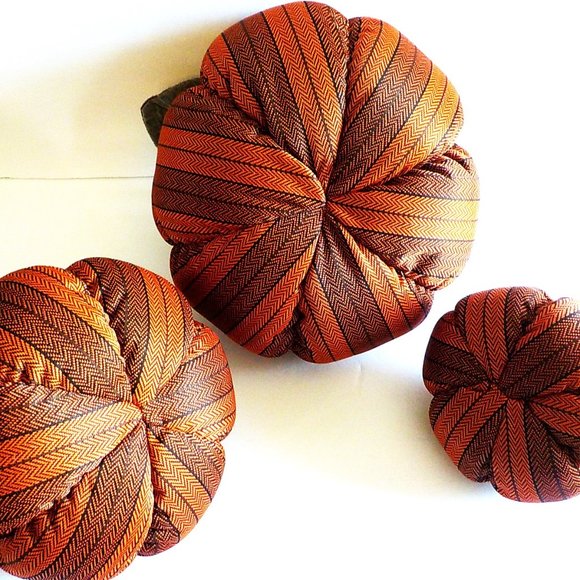 Fall Autumn Home Decor Fabric & Felt Pumpkins Set in (3) Different Sizes - Picture 2 of 6